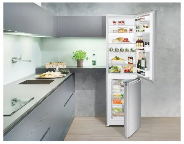 Хладилник с фризер Liebherr CUef 331, 296 Л, Клас F, SN-ST, SmartFrost, SmartSteel, FrostSafe, VarioSpace, Сив