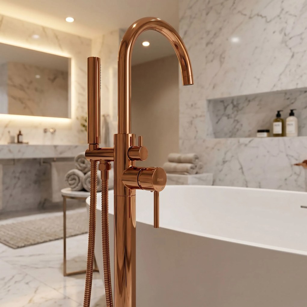 Cмесител-свободно стоящ  Rea Lungo Copper