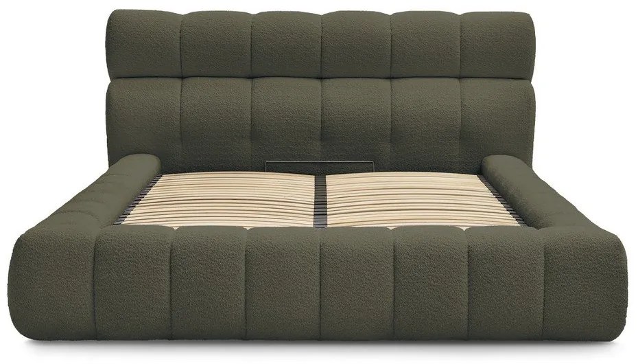Зелено двойно тапицирано легло с място за съхранение с включена подматрачна рамка 160x200 cm Mont Blanc – Bobochic Paris