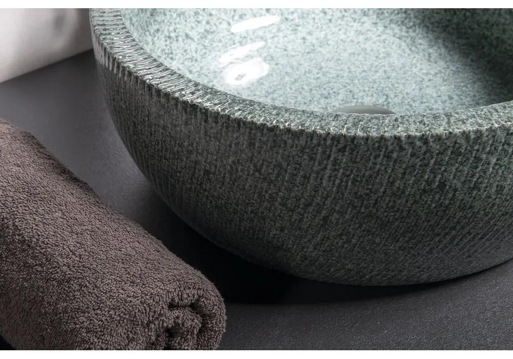 Зелена керамична кръгла мивка ø 42 cm Priori – Sapho