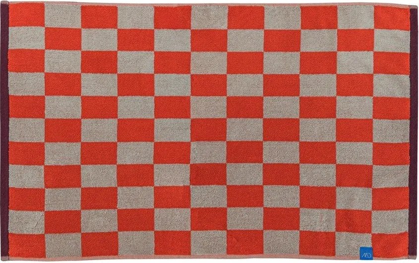 Оранжев/бежов килим за баня за душ от органичен памук 50x80 cm Retro – Mette Ditmer Denmark