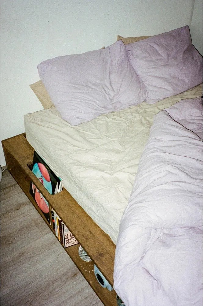 Кафяво борово двойно легло с решетка 160x200 cm Ziggy - Karup Design