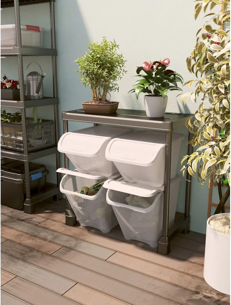 Бяла пластмасова кутия за съхранение с капак 55x39x46 cm All In Box – KIS