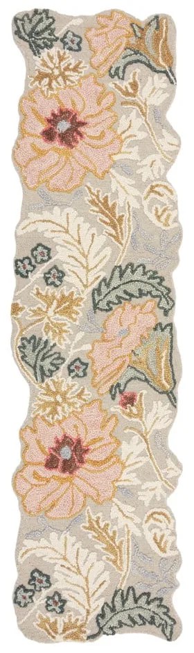Светлорозова ръчно изработена вълнена пътека 60x230 cm Daphne Shaped Floral – Flair Rugs