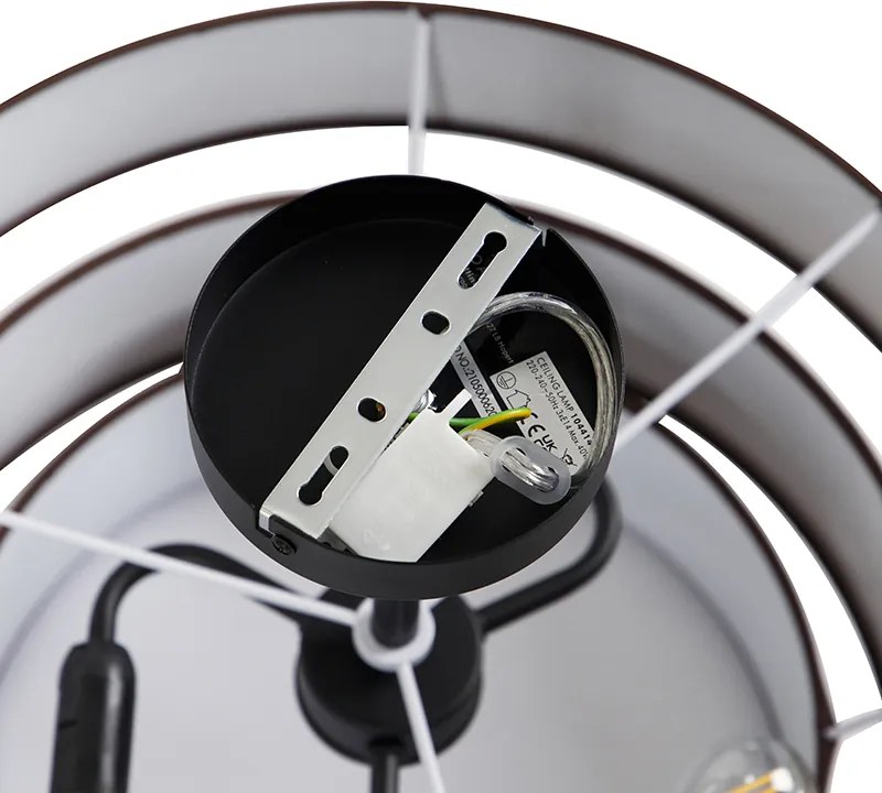 Модерна таванна лампа кафява 45 см 3-светлина - Drum Trio