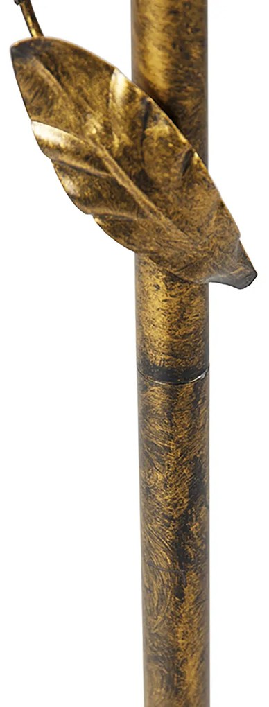 Винтидж подова лампа антично злато със зелен абажур - Linden