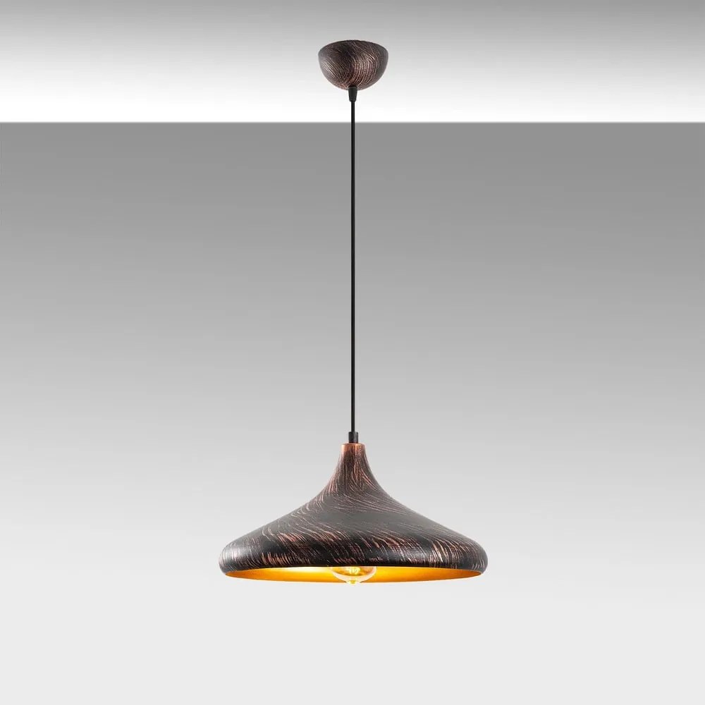 Черно/в меден цвят висящо осветително тяло с метален абажур ø 34 cm Barek – Opviq lights