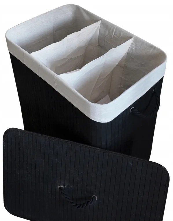 Бамбуков кош за пране - 3 камери, 150 л Eстествен