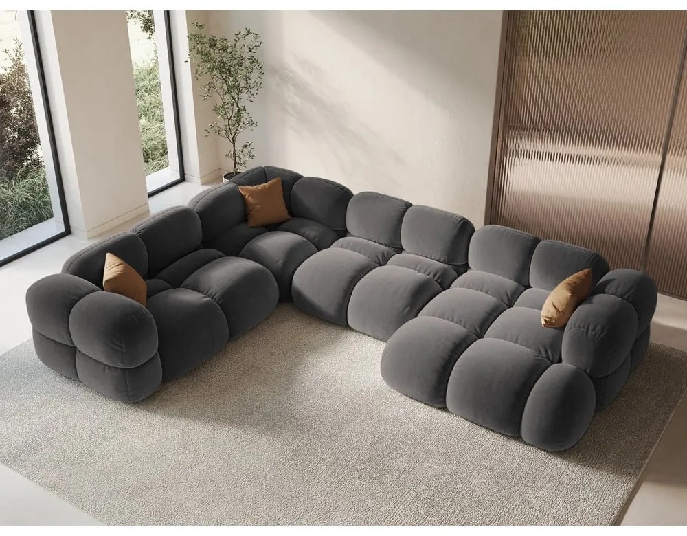 Сив ъглов диван (ляв ъгъл/U форма) Loretto – Cosmopolitan Design