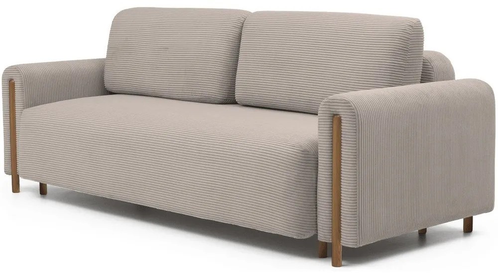 Светлокафяв сгъваем/с място за съхранение диван от рипсено кадифе 244 cm Arcadova – ELTAP