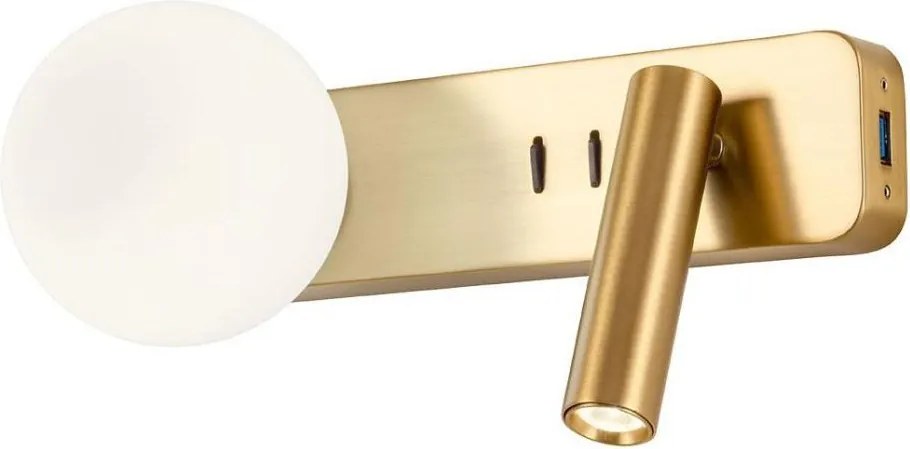 Redo 01-2992 - LED стенен аплик OASIS LED/3W/230V+1xG9/10W USB CRI 90 бронзов