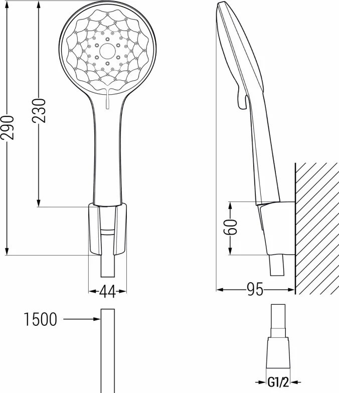 Mexen R-74 точкова душ система, черна - 785745052-70