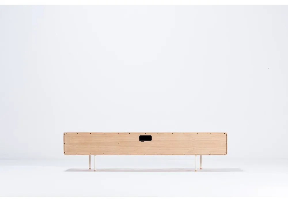 Бяла/естествена маса за телевизор от масивен дъб 200x48 cm Fina – Gazzda