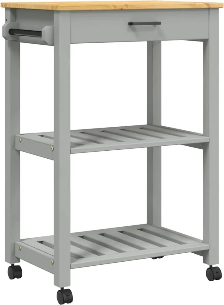 376092 vidaXL Кухненска количка "MONZA" 60x40x88,5 см борово дърво масив