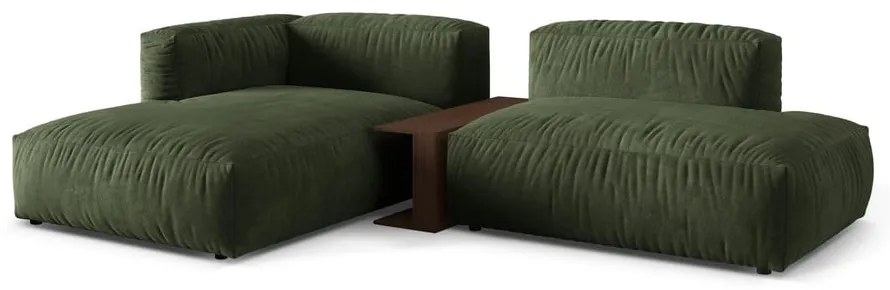 Зелен кадифен модулен ъглов диван (ляв ъгъл) Martina – Micadoni