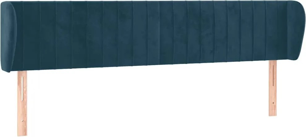 3117446 vidaXL Горна табла за легло с уши, тъмносиня, 183x23x78/88 см, кадифе