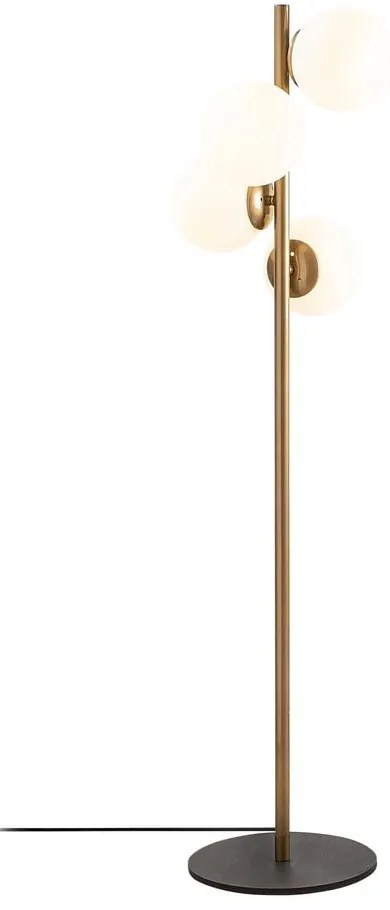 Черна и златисто подова лампа със стъклен абажур (височина 130 cm) Faze – Opviq lights