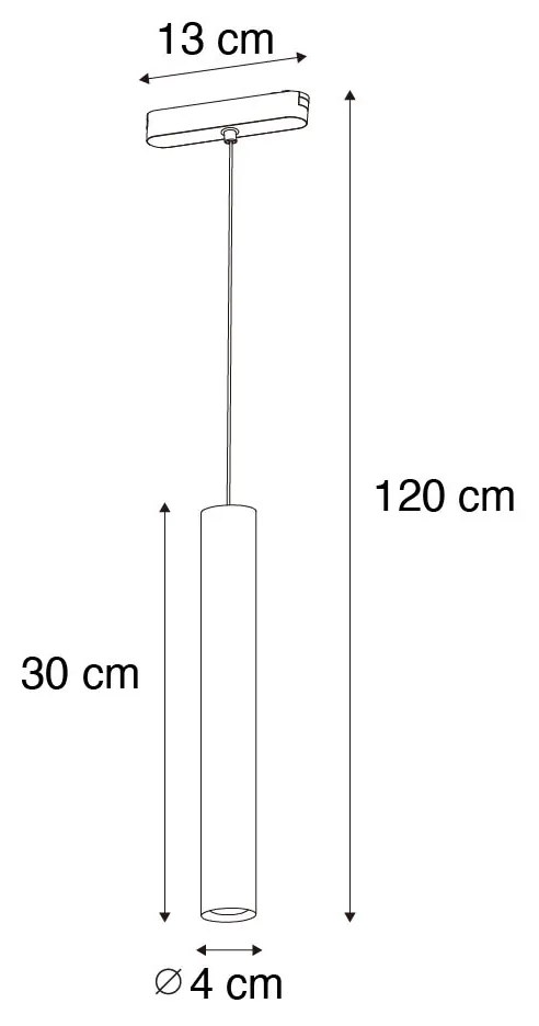 Модерна черна висяща лампа за 1-фазна релсова система 4.5W 3000K - Magnetic Cassie