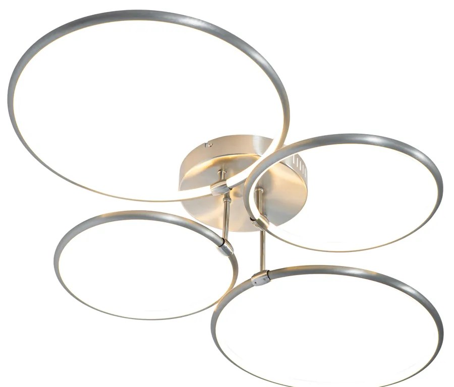 Таванна лампа от стомана с LED 3-степенна димираща 4-светлина - Joaniqa