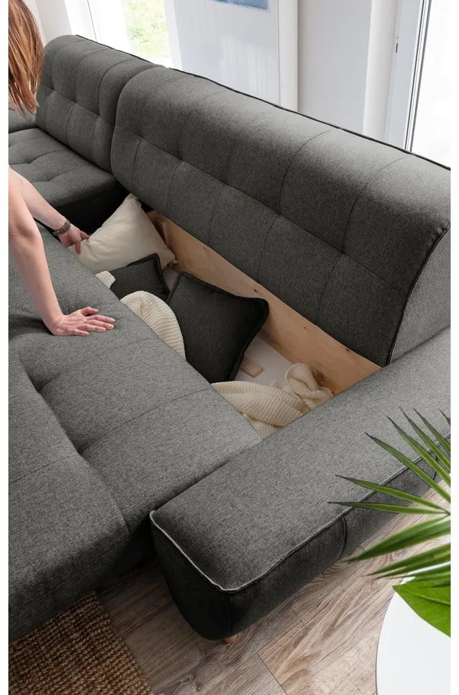 Тъмно сив разтегателен диван променлив ъглов диван Dazzling Daisy - Miuform