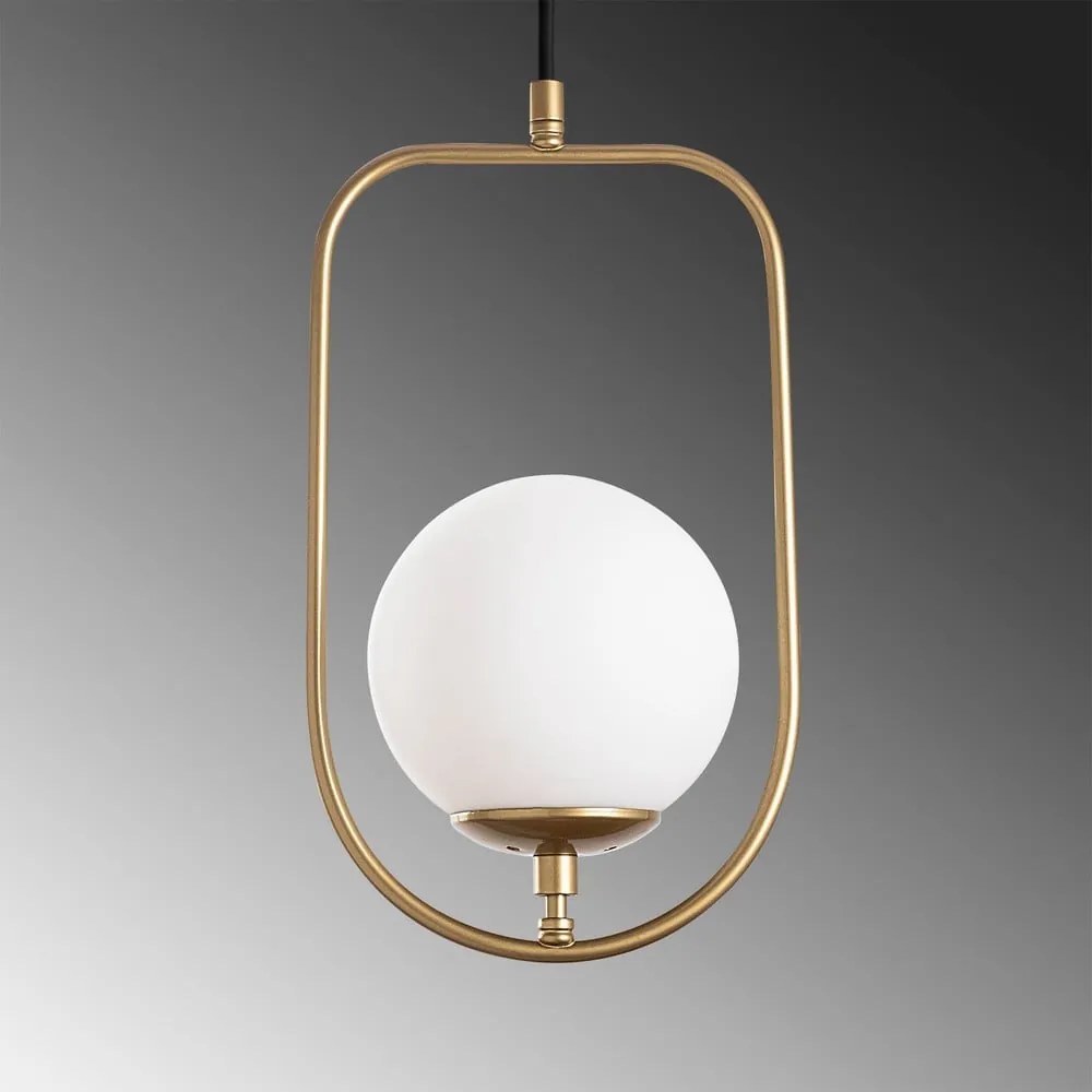 Висящо осветително тяло в златисто със стъклен абажур Skew – Opviq lights