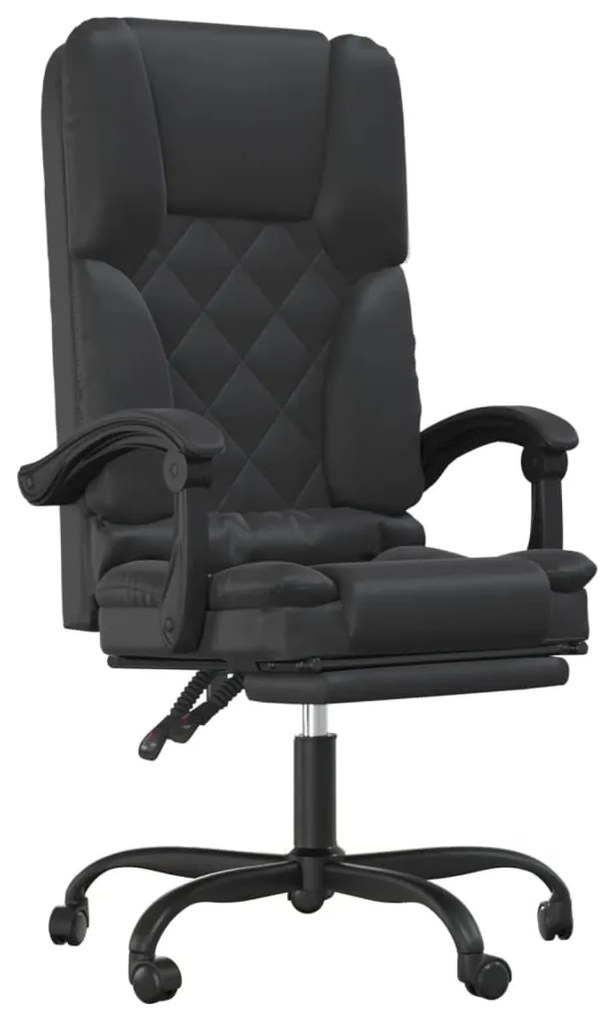 349687 vidaXL Масажен наклоняем офис стол, черен, изкуствена кожа