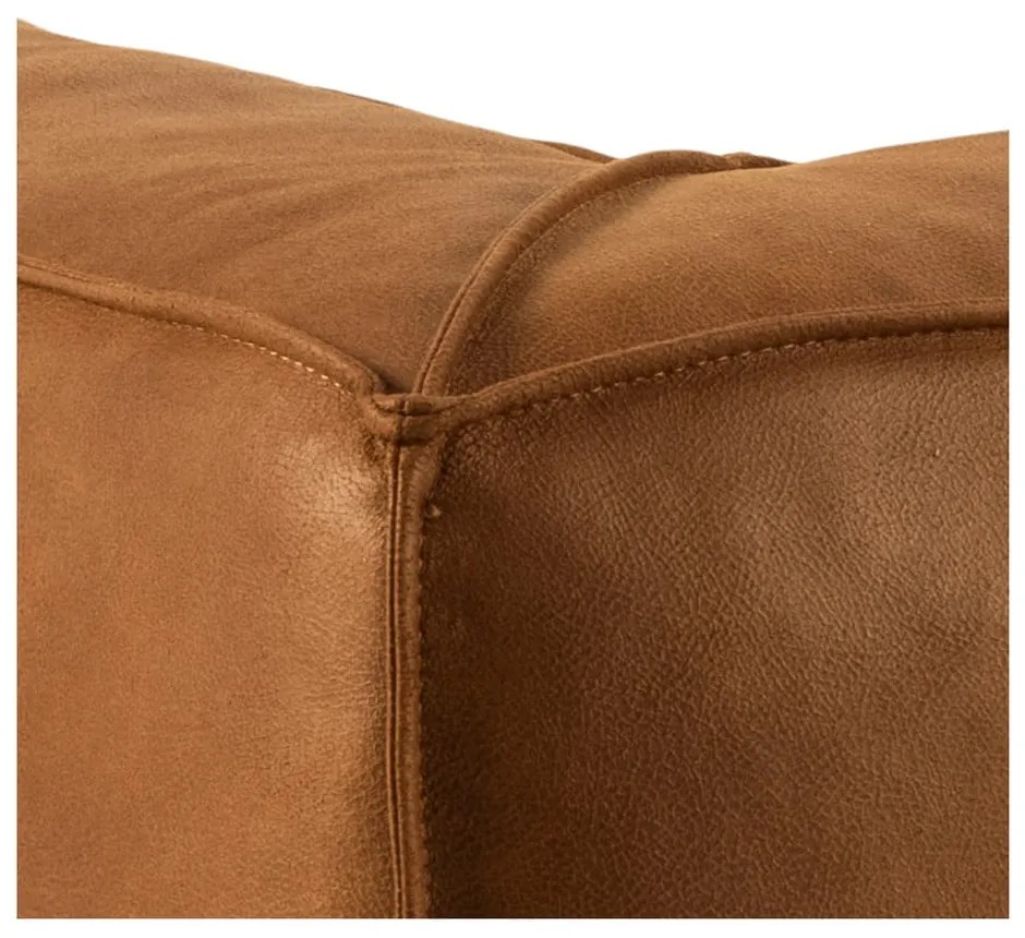 Ъглов диван от рециклирана кожа в цвят коняк, десен ъгъл, 282 см Fairfield - Bonami Selection