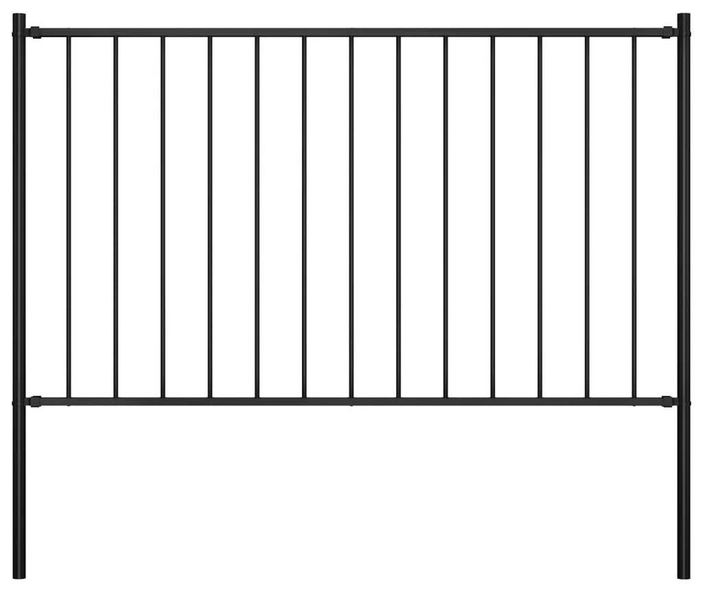 Sonata Оградно пано колове прахово боядисана стомана 1,7x0,75 м черно