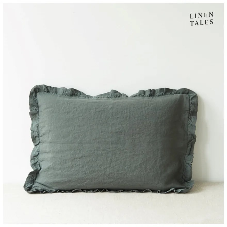 Ленена калъфка за възглавница 40x60 cm Forest Green – Linen Tales