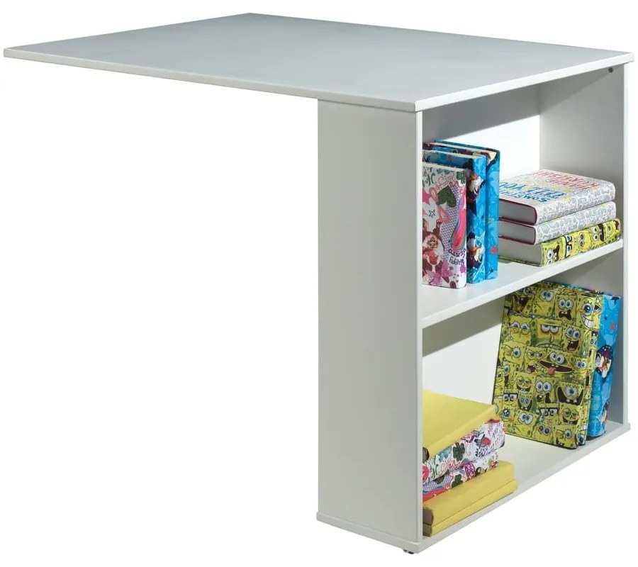 Бяло повдигнато детско легло от масивен бор с място за съхранение и включена подматрачна рамка 90x200 cm Scott – Vipack