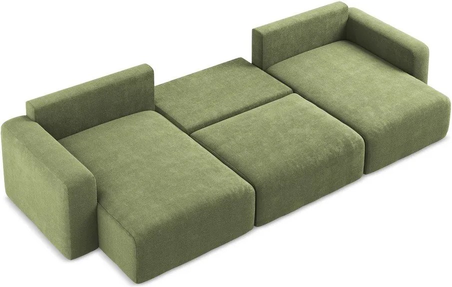 Зелен шенилов сгъваем/с място за съхранение ъглов диван (U форма) Kona – Makamii