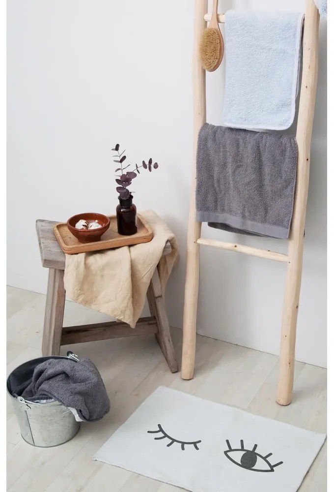 Бяла изтривалка за баня със смес от памук , 40 x 60 cm Eyes - Really Nice Things