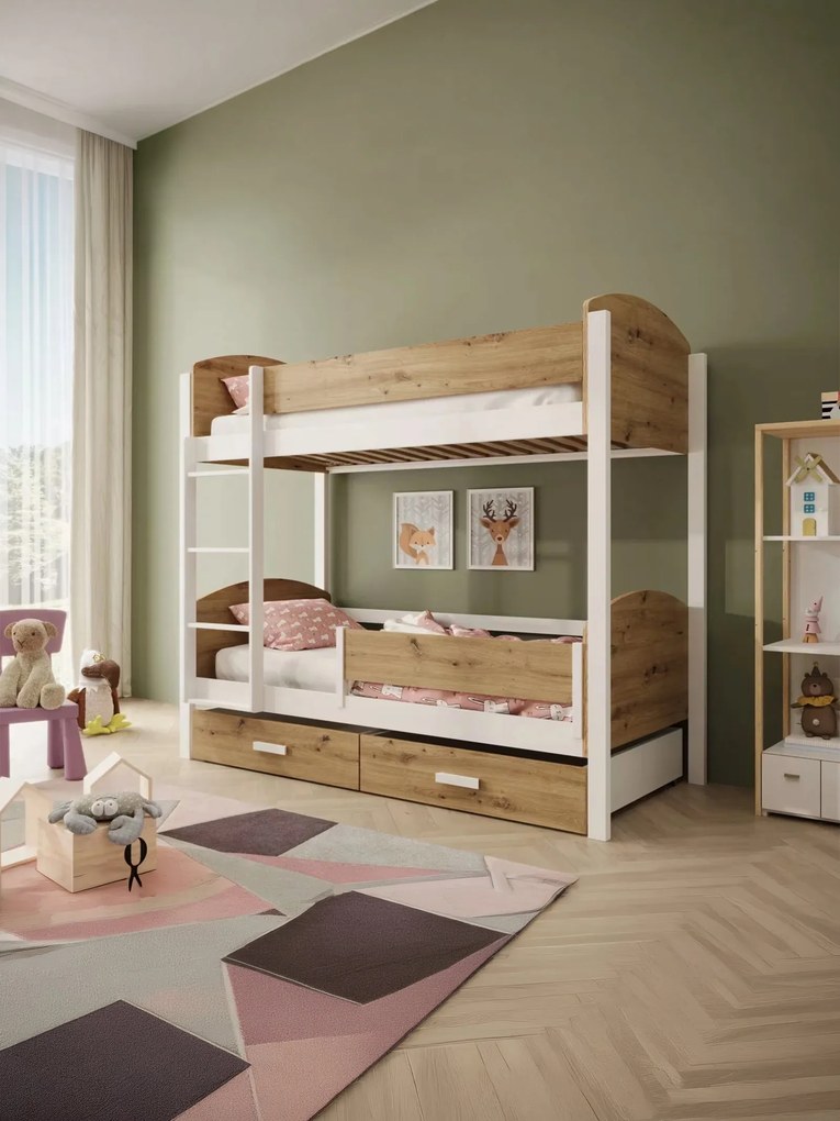 Двуетажно легло Jacky M plus-Бяло-Артизиан-180 x 80