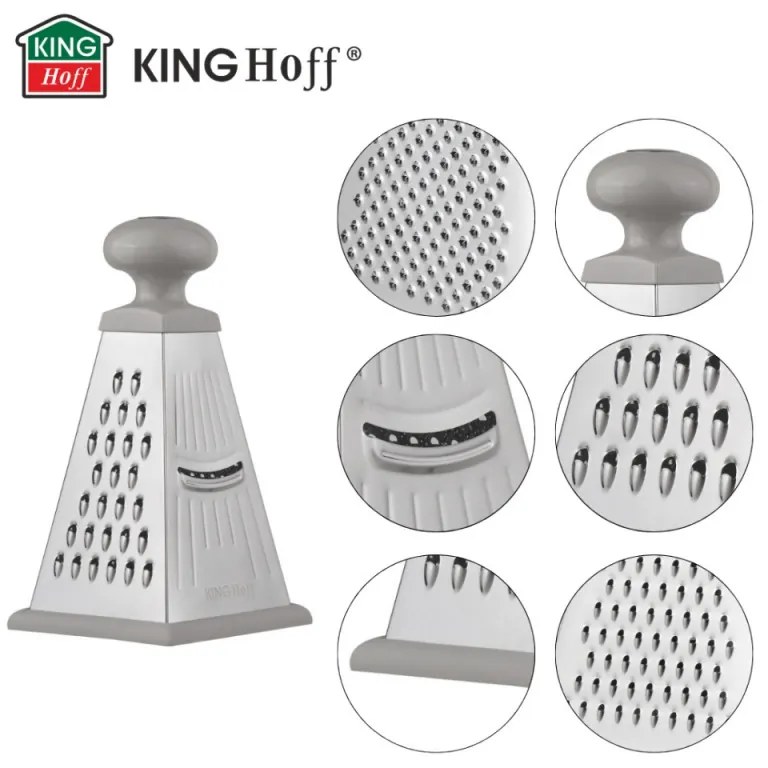 Ренде за зеленчуци Kinghoff KH 1988, 4 повърхности, Силиконово дъно, Инокс