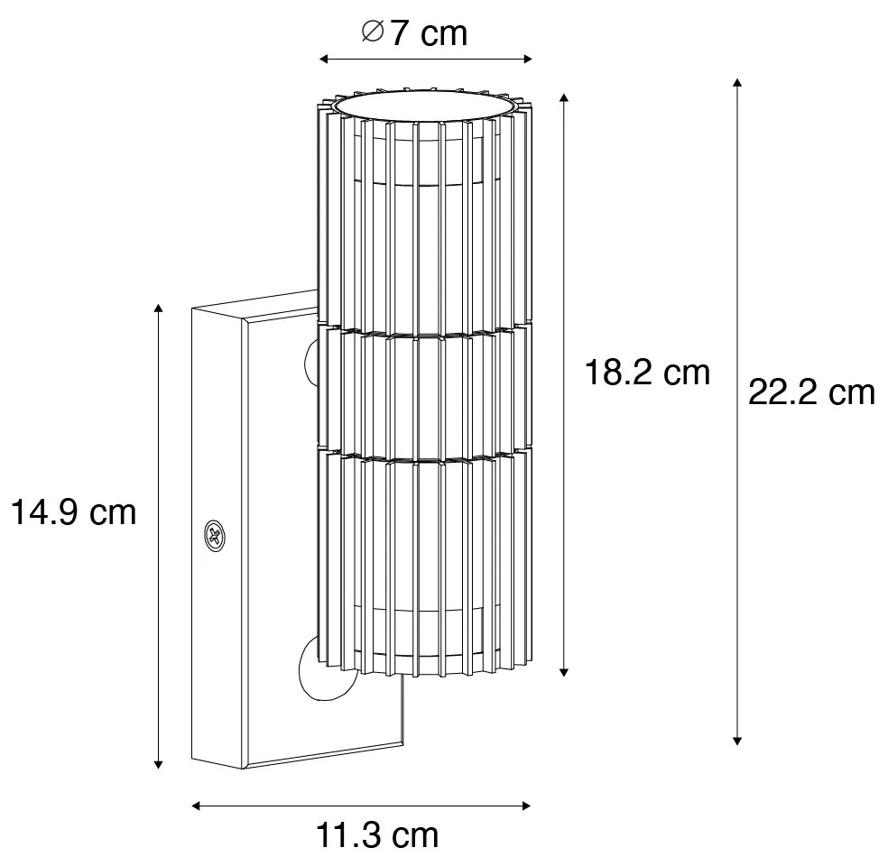 Външна стенна лампа черна с датчик за движение 2-светлина - Борис