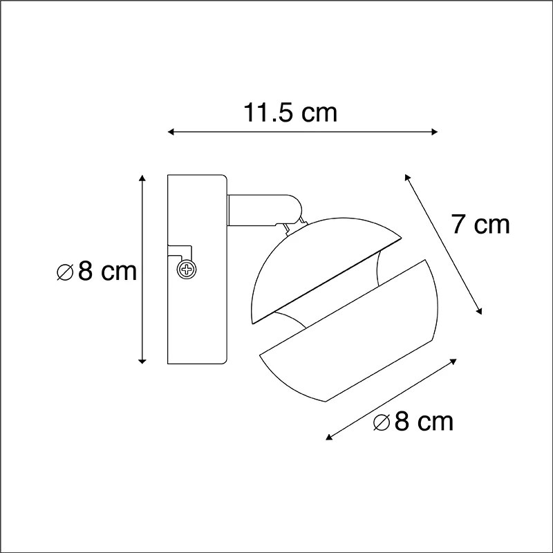 Модерен прожектор 1-светлина черен със златен интериор - Buell Deluxe