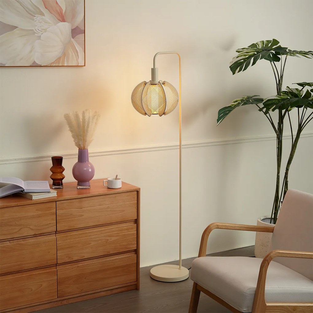 Japandi подова лампа бежова с абажур - Gertie