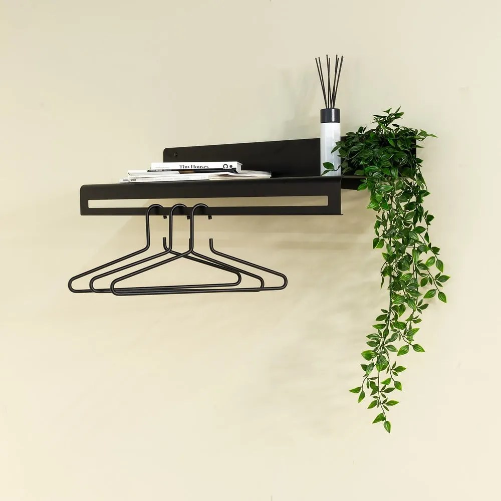 Черна метална стенна закачалка с рафт Sway – Spinder Design
