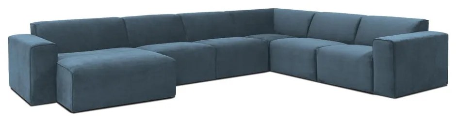 Син ъглов диван от рипсено кадифе (ляв ъгъл) Sting – Scandic