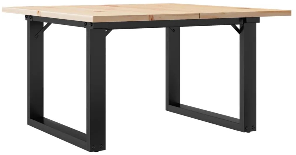 3282660 vidaXL Кафе маса О-образна рамка 60x60x40 см бор масив и стомана