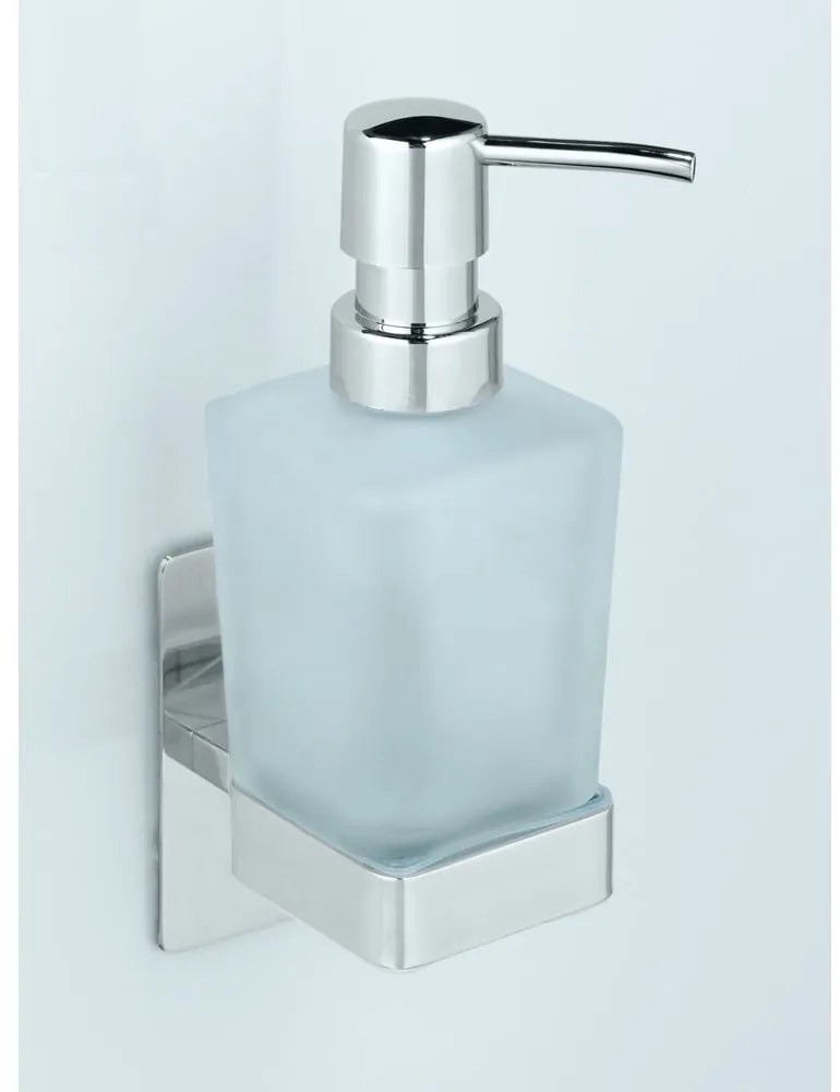 Самозалепващ стъклен диспенсер за сапун в лъскаво сребристо 200 ml Genova – Wenko