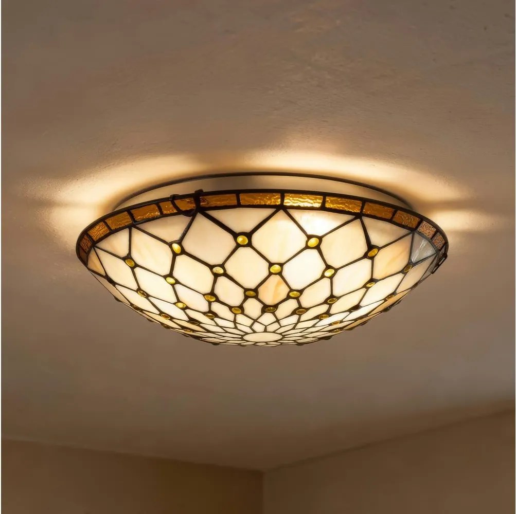 BRILAGI - Tiffany витражен таванен полилей IVORY 2xE27/60W/230V Ø 40 см