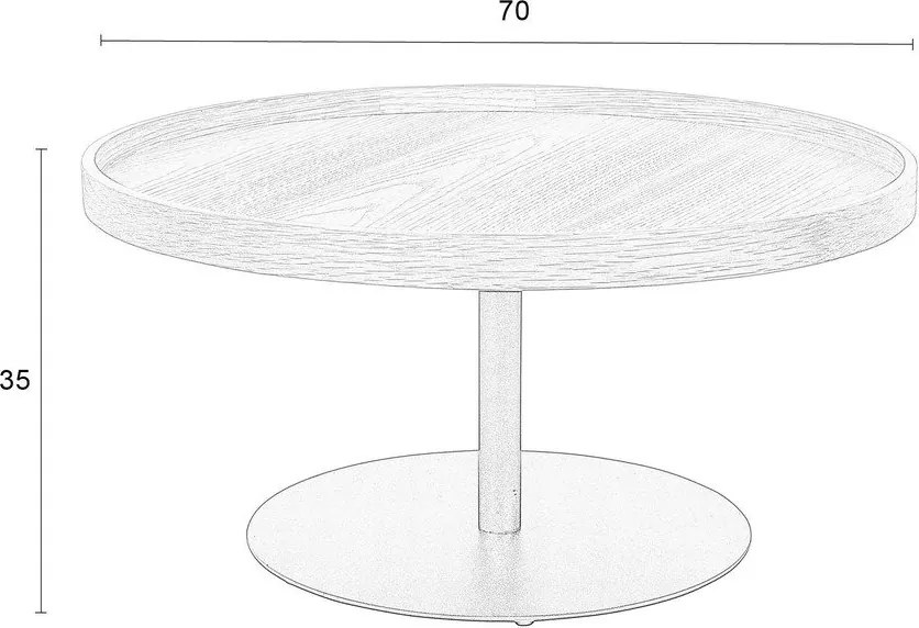 Кръгла масичка за кафе с дъбов плот в естествен цвят ø 70 cm Yuri L – White Label