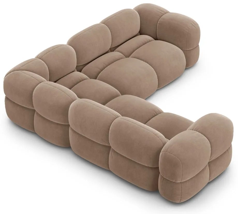 Кафяв кадифен ъглов диван Loretto – Cosmopolitan Design