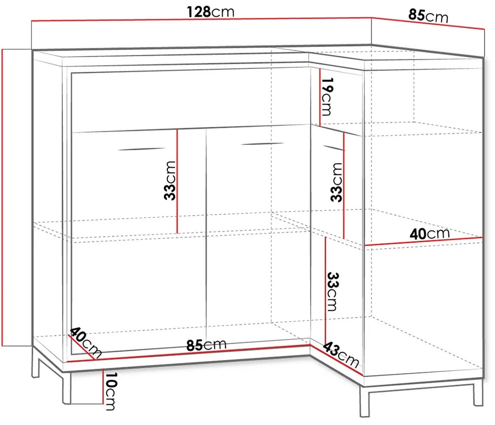 Ъглов Бюфет Mediolan 15K-Natural Special-Right-With foot