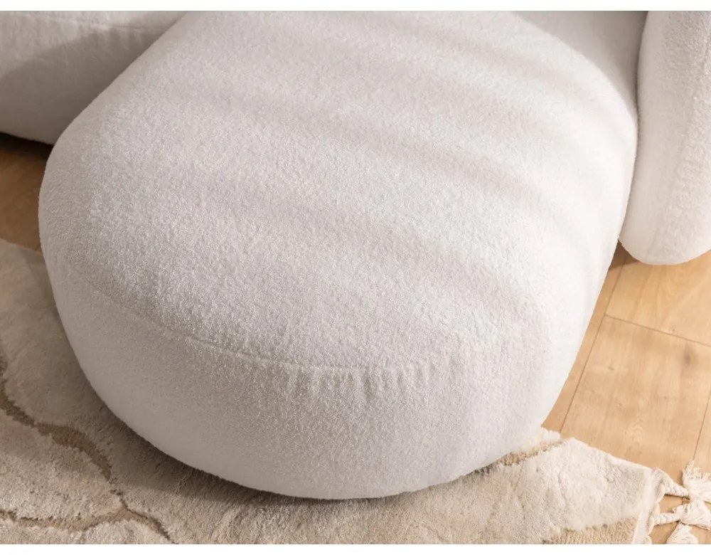 Кремав ъглов диван от прежда с примки от букле (десен ъгъл) Orbit – Ropez