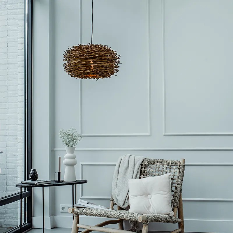 Ръстичен висящ аплик кафяв ратан - Hatch 45