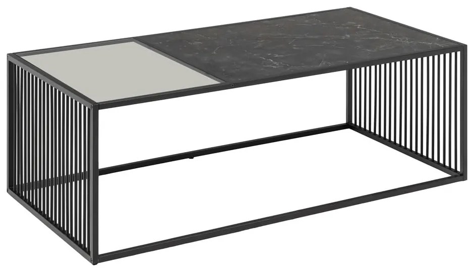 Черна масичка за кафе със стъклен плот 60x120 cm Strington - Actona