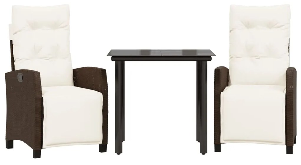 3212981 vidaXL Градински комплект от 3 части с възглавници, кафяв, полиратан