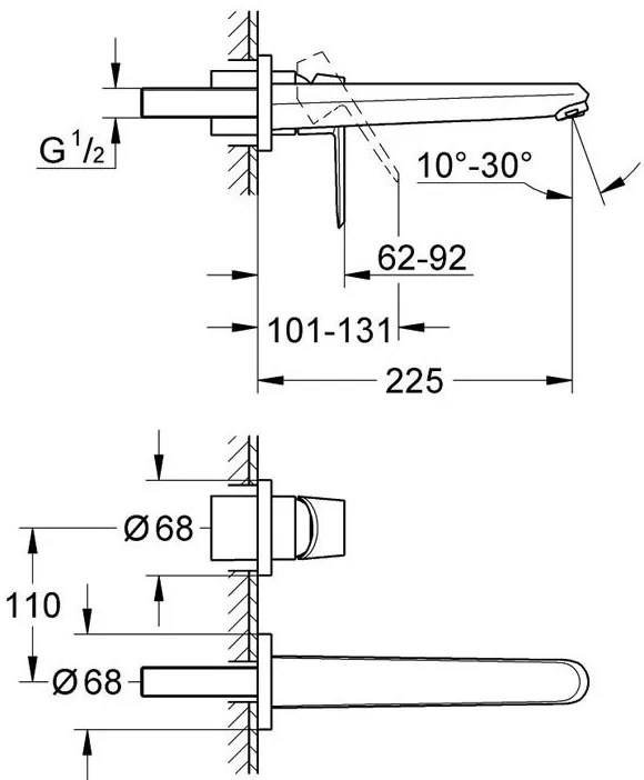 Wall-mounted Умивалник battery Grohe Euпрътisc Cosmopolitan-Length 17 cm.